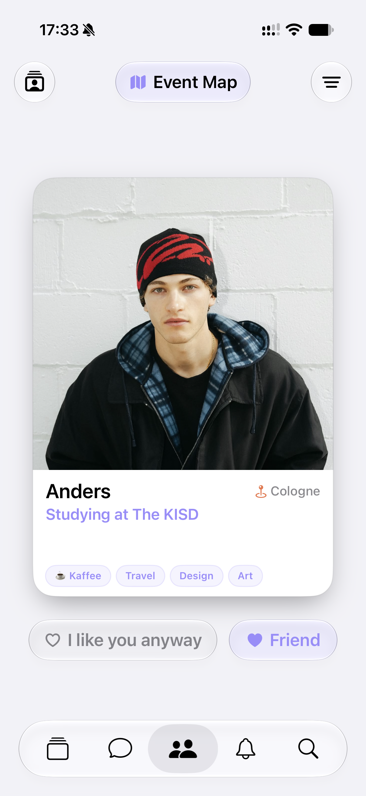 nodez Find Friends mit Profilvorschlag und Interessen-Tags